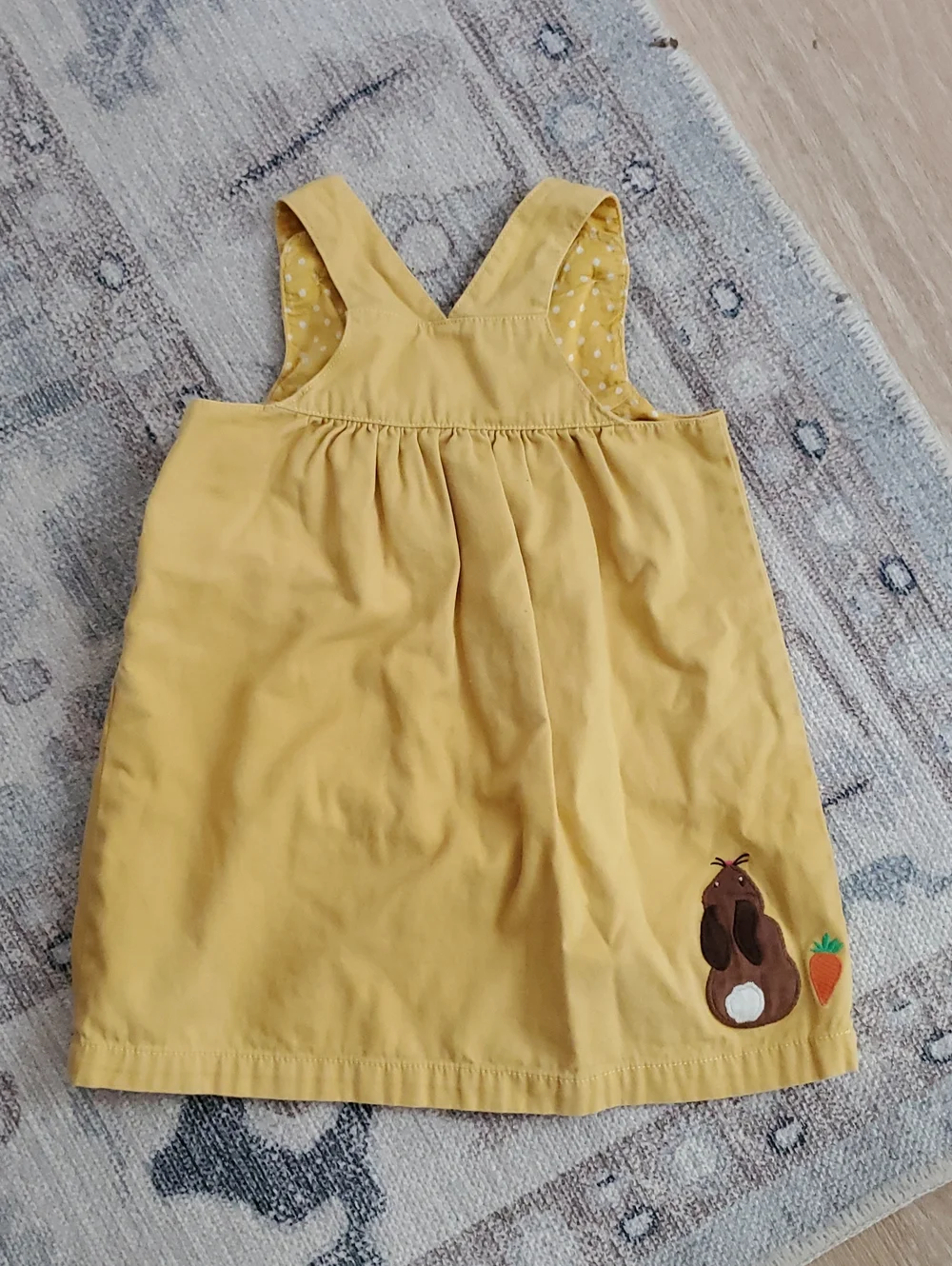 Baby Boden Girls Pinnie Jumper Dress Bunny Rabbit Applique Easter Sz18-24m